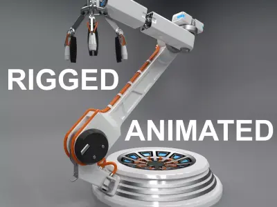 3D Futuristic Robotic Arm Rigged animated 3D model