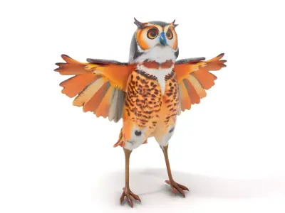 Vibrant Owl Wingspread model pack Low-poly 3D model