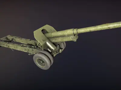 Artillery russian cannon Low-poly 3D model
