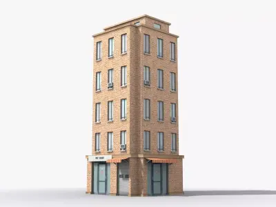 Apartment Building x35 Low-poly 3D model