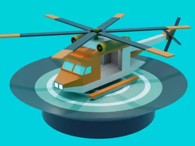 helicopter Low-poly 3D model by IBADQURESHI from CGTrader (Low-poly)
