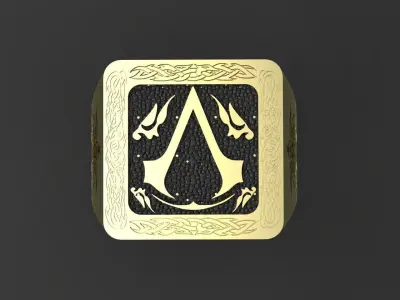 Ring with the Assasin simbols for cnc or  3D print model