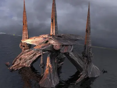 Sci fi Alien Mushroom Cliffs  3D model