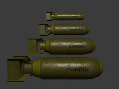 WWII Semi Realistic US Bombs Game-Ready  Low-poly 3D model
