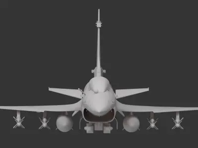 J-10 fighter jet White model Low-poly 3D model
