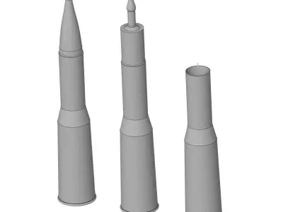 T62 tank bullets and shells caliber 115 mm 1-35 resin 3D print model