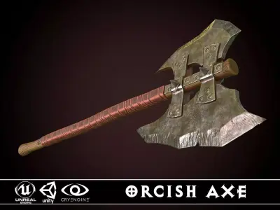 Orcish Axe Low-poly 3D model