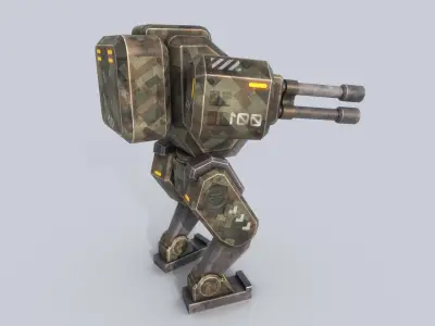 Low poly stylized mech Low-poly 3D model