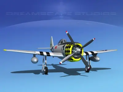 Republic P-47D Thunderbolt V07 3D model
