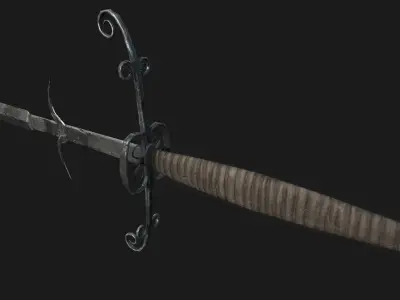 Bastard Sword Low-poly 3D model 3