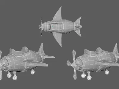 Cartoon plane Low-poly 3D model 2