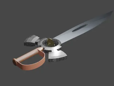 Medieval sword design with gemstone Free low-poly 3D model