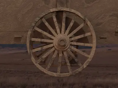  Mid Poly Wooden Wagon for games Low-poly 3D model