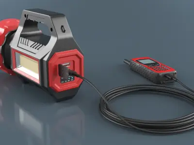 Power Bank Flashlight with Field Phone Red 3D model