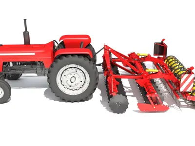 Tractor with Disc Harrow 3D model order
