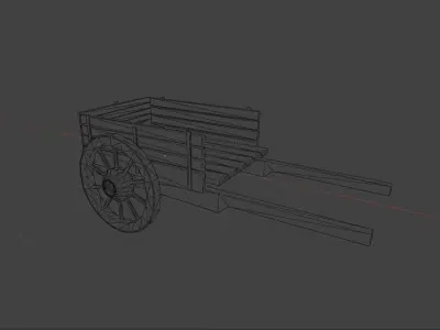Wooden Cart  Middle Ages Low-poly 3D model