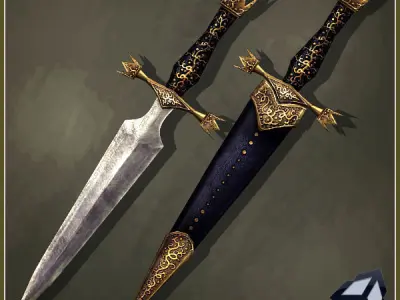 3 Medieval Knives Low-poly 3D model