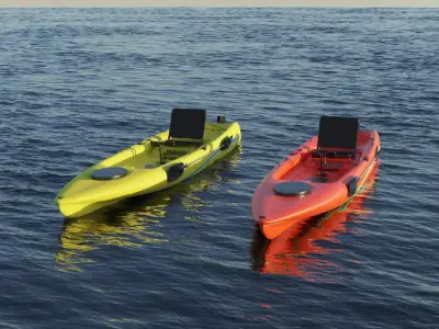 Kayak 3D model floating in ocean 3D Model Pack