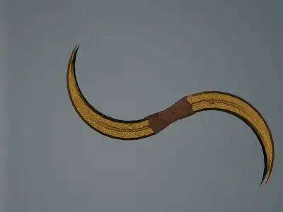 game ready low poly sword golden horn Free low-poly 3D model