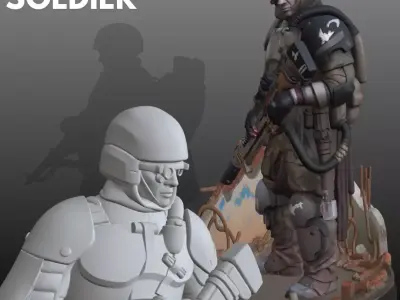 Post Apocalyptic Soldier STL Futuristic 3D  3D print model