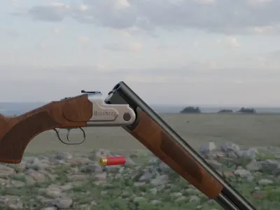 Shotgun with two barrels 3D model