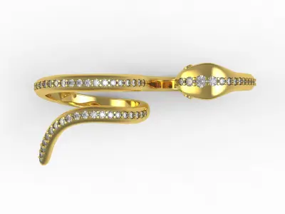 Antique Snake Diamond Two Finger Ring 3D print model