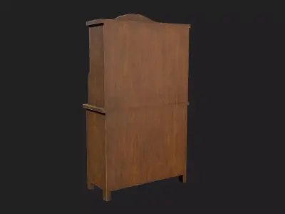Rustic Wooden Hutch Cabinet Low-poly 3D model