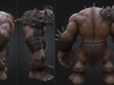 Ogre Warrior Brutal Sci Fi Fantasy Game Low-poly 3D model