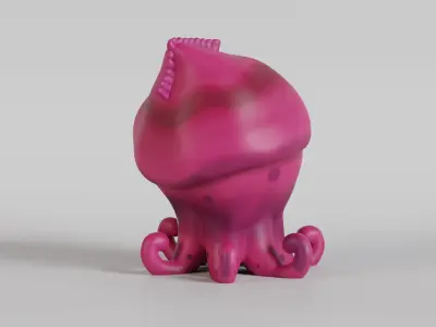 Adorable Cartoon Style Squid Character 3D print model