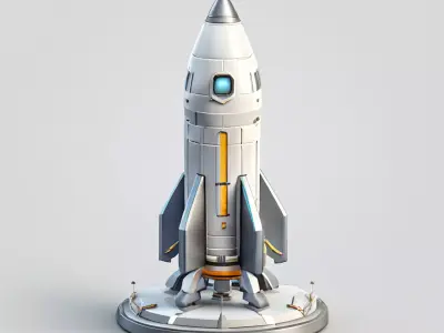 SciFi Rocket Ready for Launch Low-poly 3D model