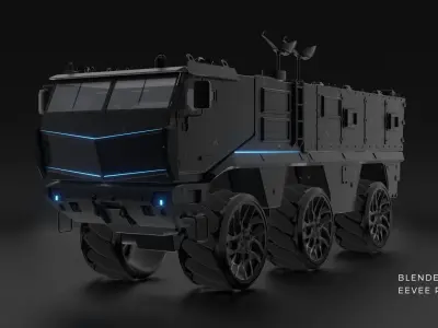 EEVEE Cyber army truck Low-poly 3D model