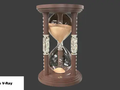 Wooden Hourglass Sand Timer Low-poly 3D model