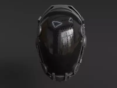 scifi helmet Low-poly 3D model 4