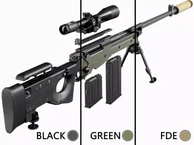 AWP Sniper Tactical Modular Rifle L118 Low-poly 3D model