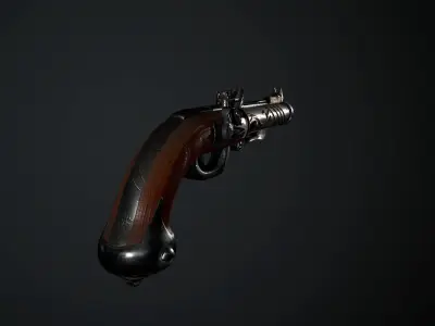 Flintlock Pistol Low-poly 3D model get