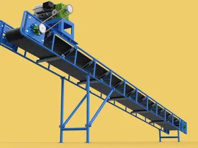 INDUSTRIAL CARRIER BELT CONVEYOR 3D model