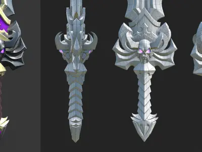 GAME ready Weapon Sword three swords Low-poly 3D model