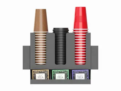Coffee bar organizer cup sugar milk caddy 3D model