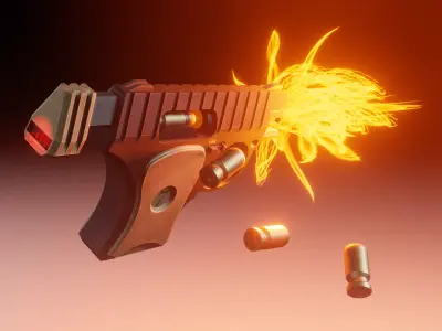 Stylized pistol Low-poly 3D model buy