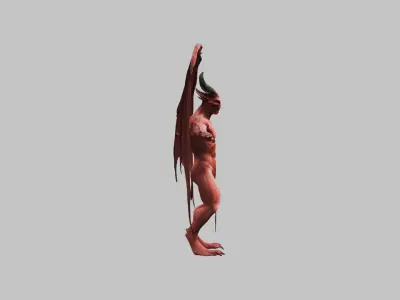 3D Model of Satan with Wings and Horns Low-poly 3D model