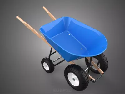 BIG 4 FOUR QUAD WHEELER WHEEL BASE BARROW STEEL PUSH WHEELBARROW 3D model