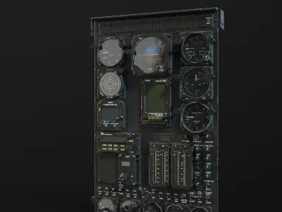 MH-6J Cockpit Instrument Panel Game Ready Low-poly 3D model