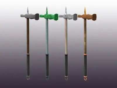 Lowpoly one-handed hammer pack Low-poly 3D model