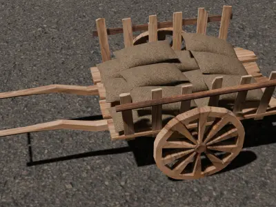 Hand And Bullock Cart Bundle Low-poly 3D model