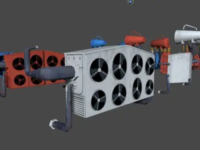 Cartoon industrial props Low-poly 3D model