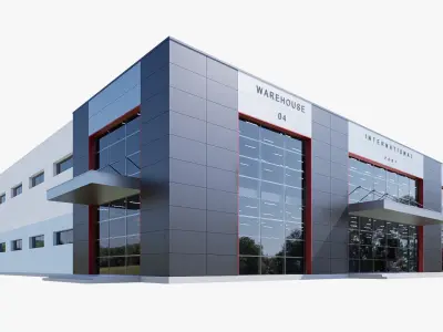warehouse and office Low-poly 3D model