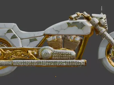 Luxury Jeweled Marble and  Gold Chopper Low-poly 3D model