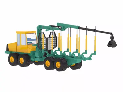 Harvester Forestry Crane Forwarder M208F Low-poly 3D model