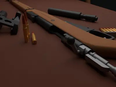 Stylized Mosin-Nagant Low-poly 3D model