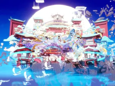 Chinese style stage design 3D model purchase
